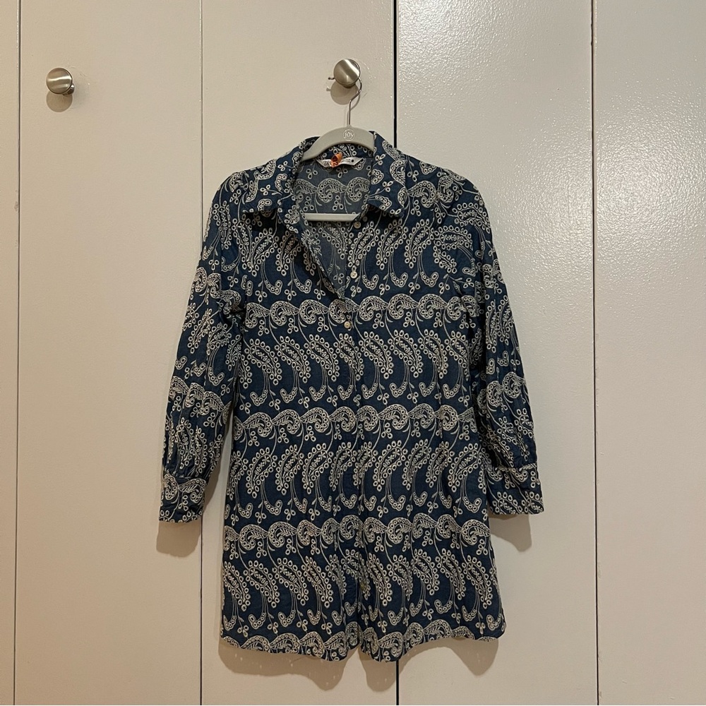 Zara - blue and white eyelet dress - size small